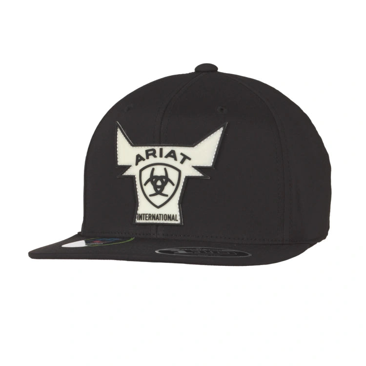 Gorra Ariat Negra Logo De Toro Blanco