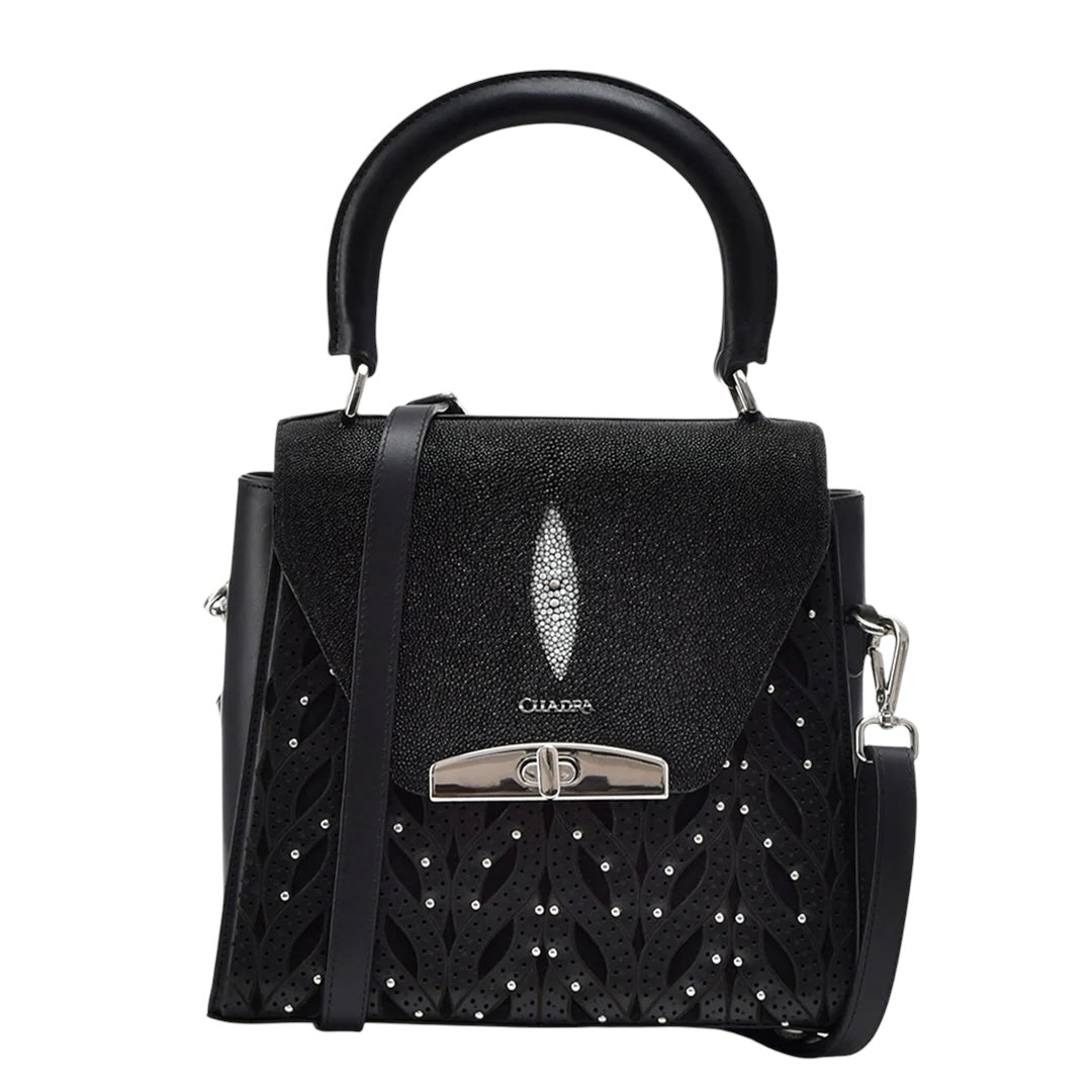 Bolso de mano en piel genuina de mantarraya para dama