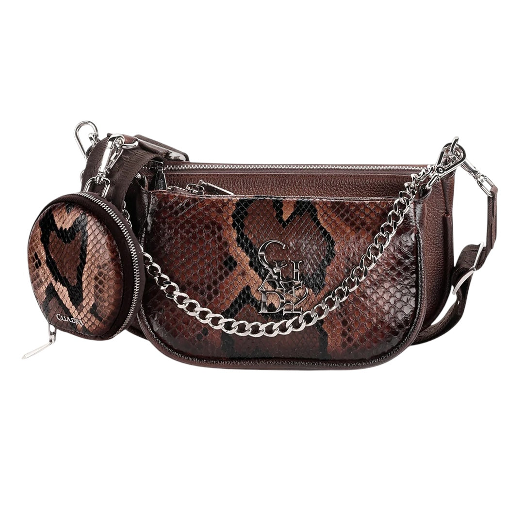 Crossbody en piel genuina de pitón para dama