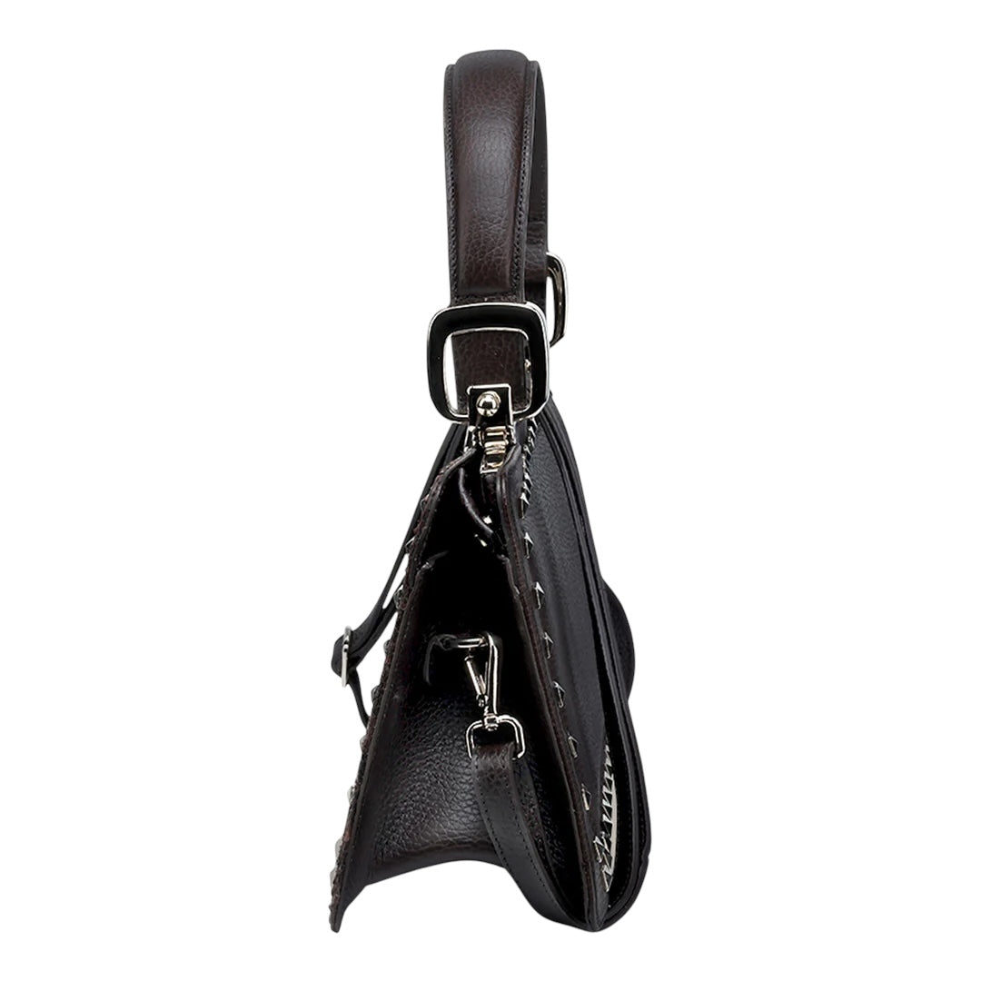 Bolso de mano en piel genuina de pitón para dama