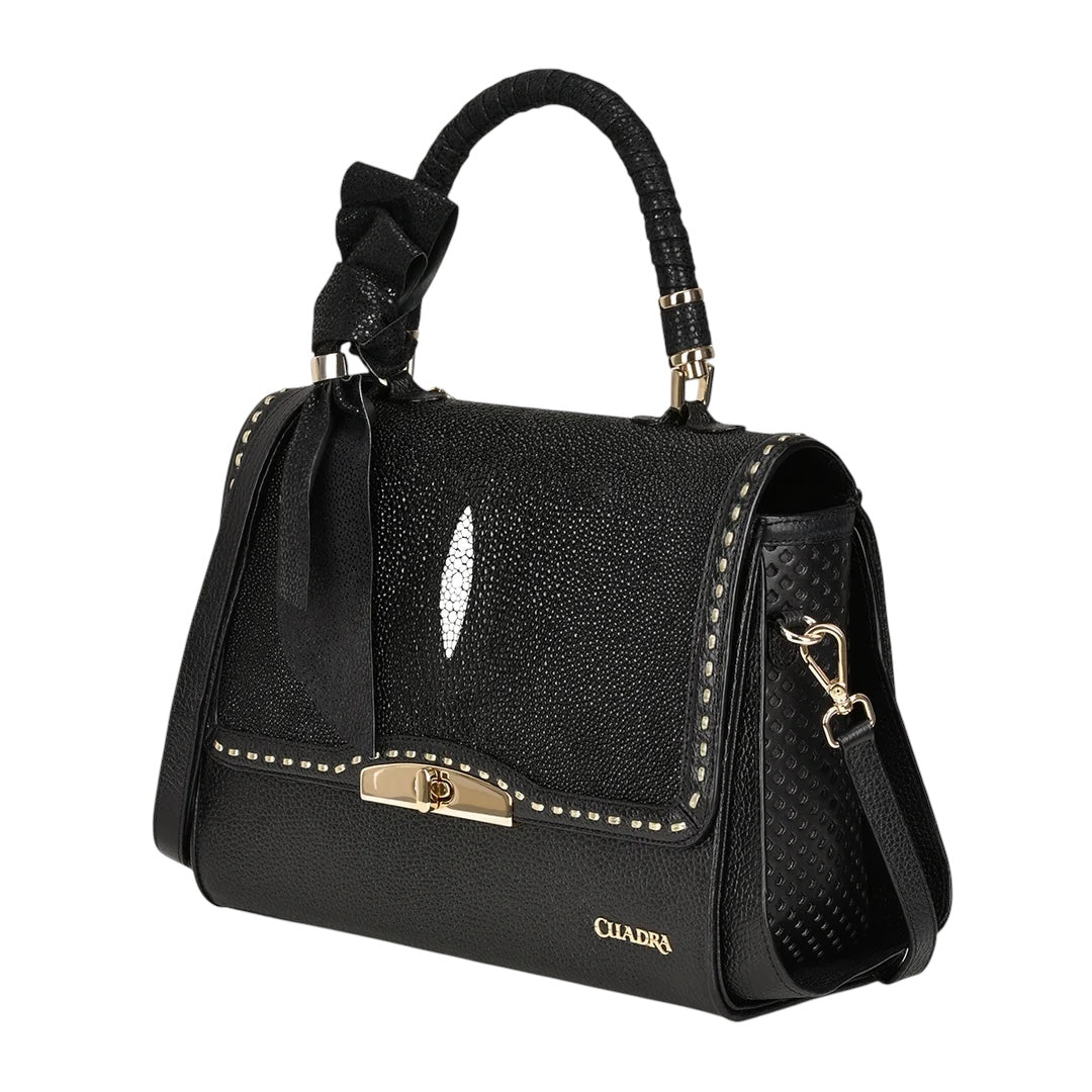 Bolso de mano en piel genuina de mantarraya para dama