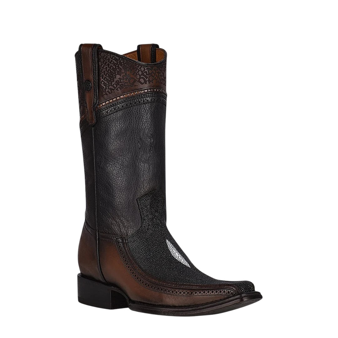 Bota fine western en piel genuina de mantarraya para caballero