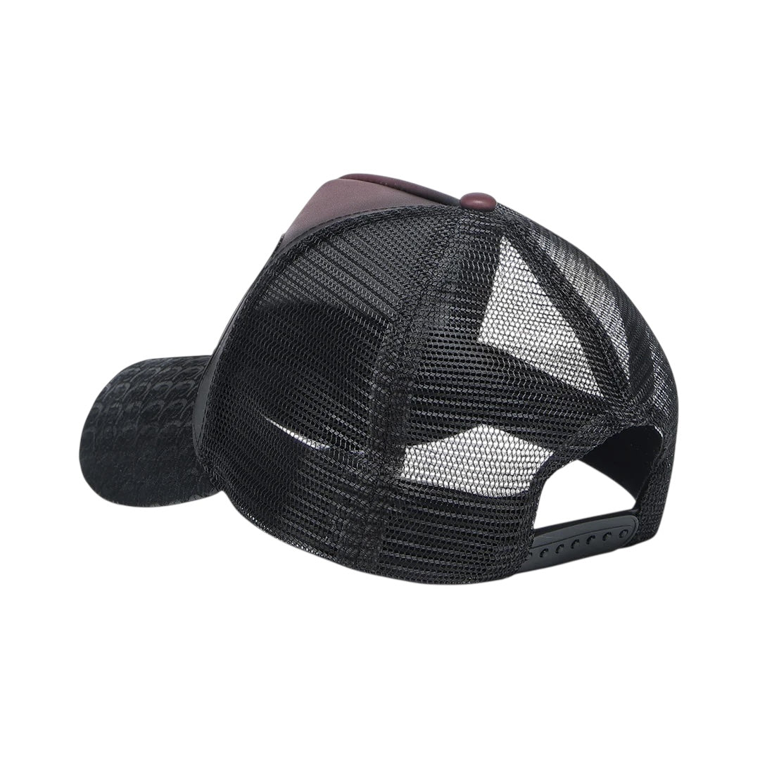 Gorra en piel genuina con diseño de pitón