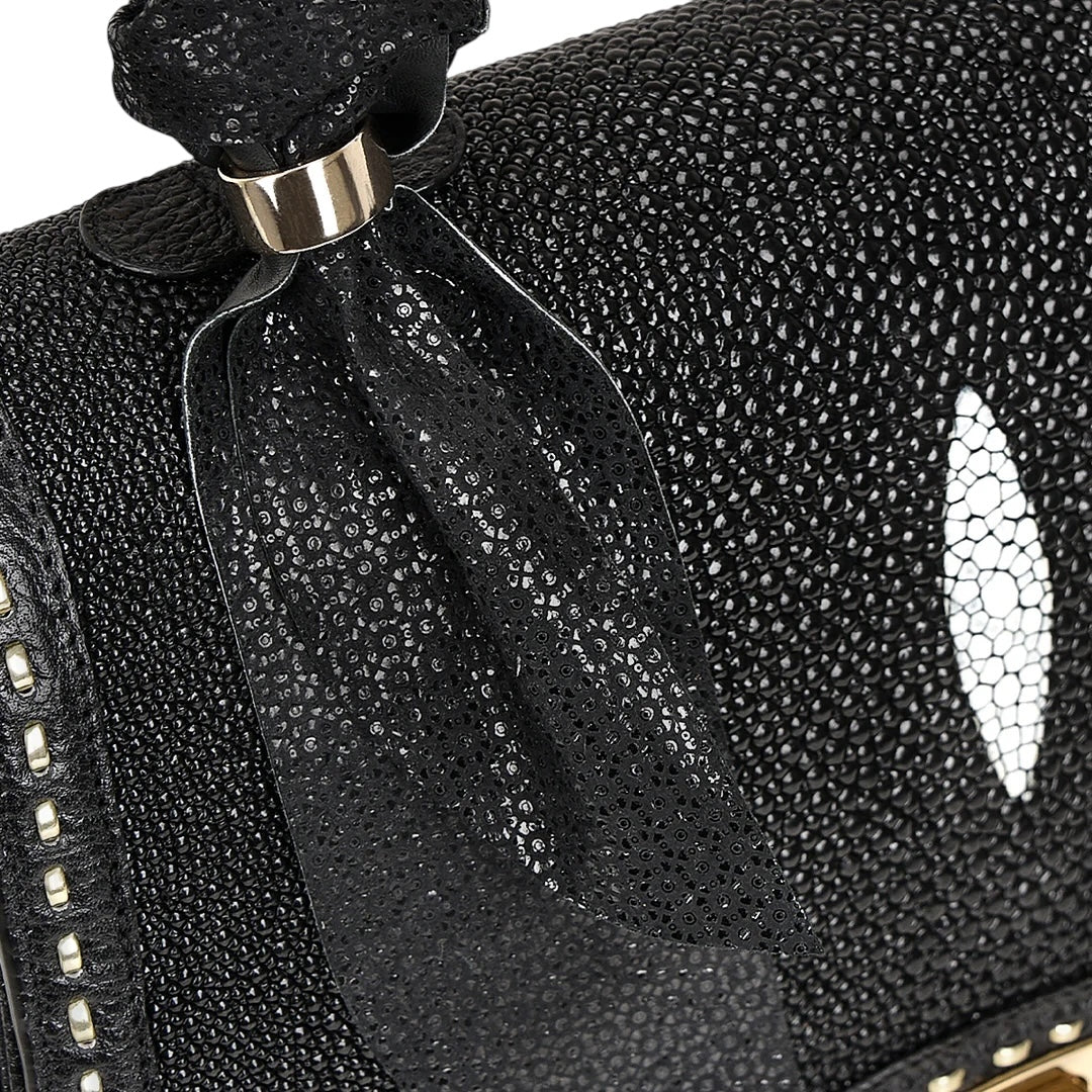 Bolso de mano en piel genuina de mantarraya para dama