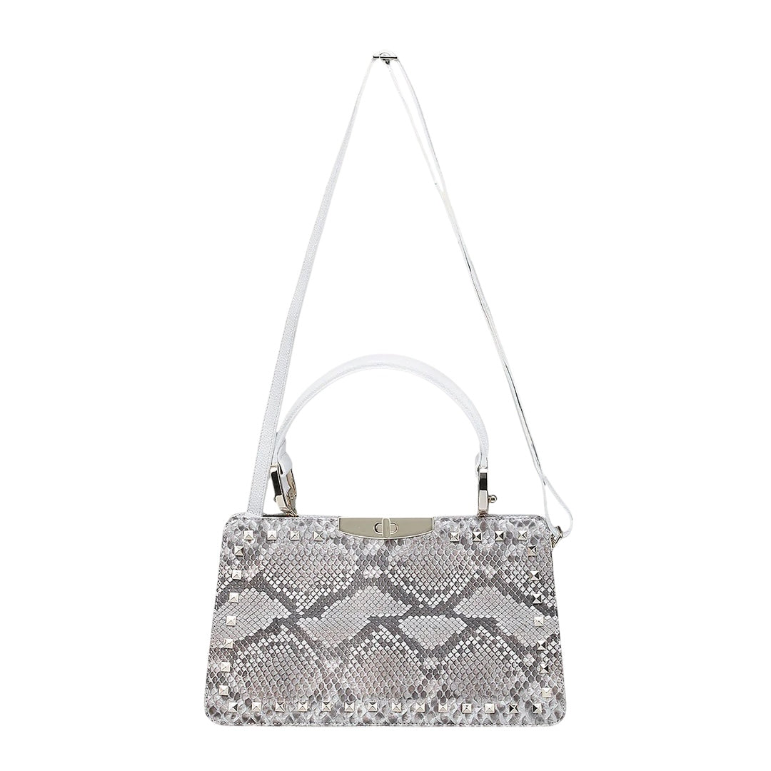 Bolso de mano en piel genuina de pitón para dama