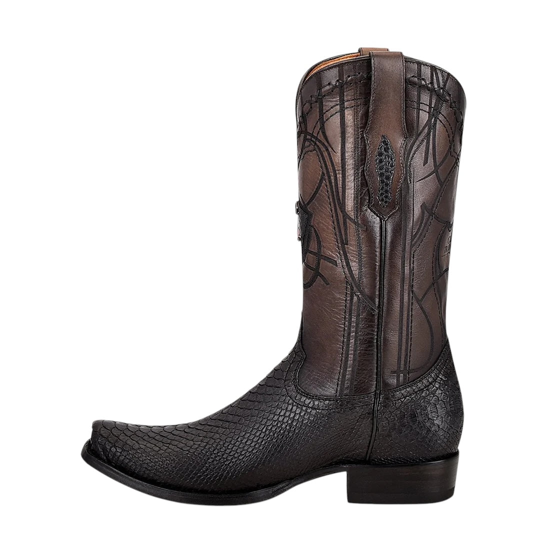 Bota tradicional en piel genuina de pitón para caballero