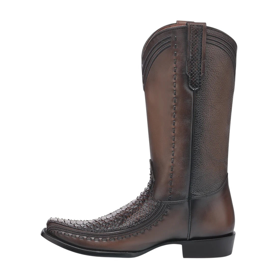 Bota tradicional en piel genuina de pitón para caballero