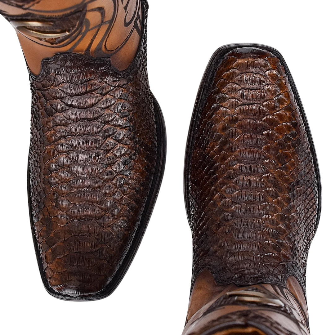 Bota tradicional en piel genuina de pitón para caballero