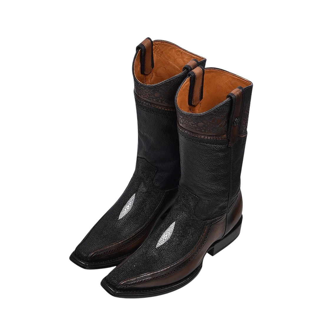 Bota fine western en piel genuina de mantarraya para caballero
