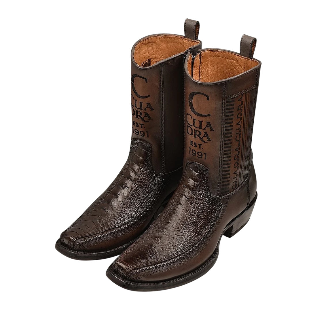 Bota casual en piel genuina de pata de avestruz para caballero