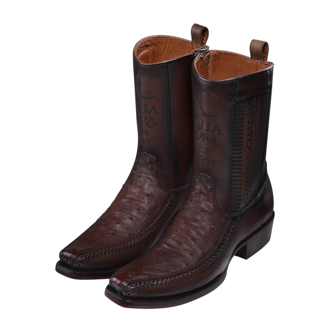 Bota casual en piel genuina de avestruz para caballero