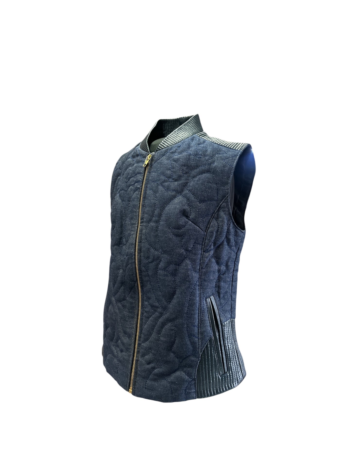 Chaleco dama Old West piel con mezclilla