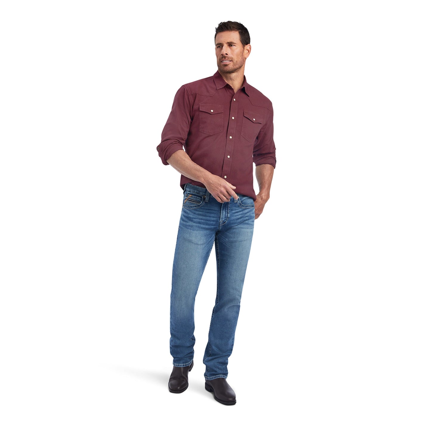 Camisa Ariat Jurlington Tinto Corte Retro Botón A Presión