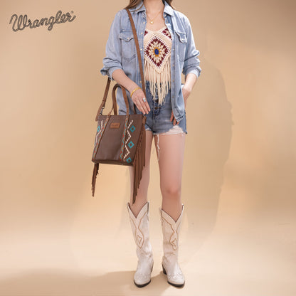 Bolsa Wrangler WG233-2009BR café lateral