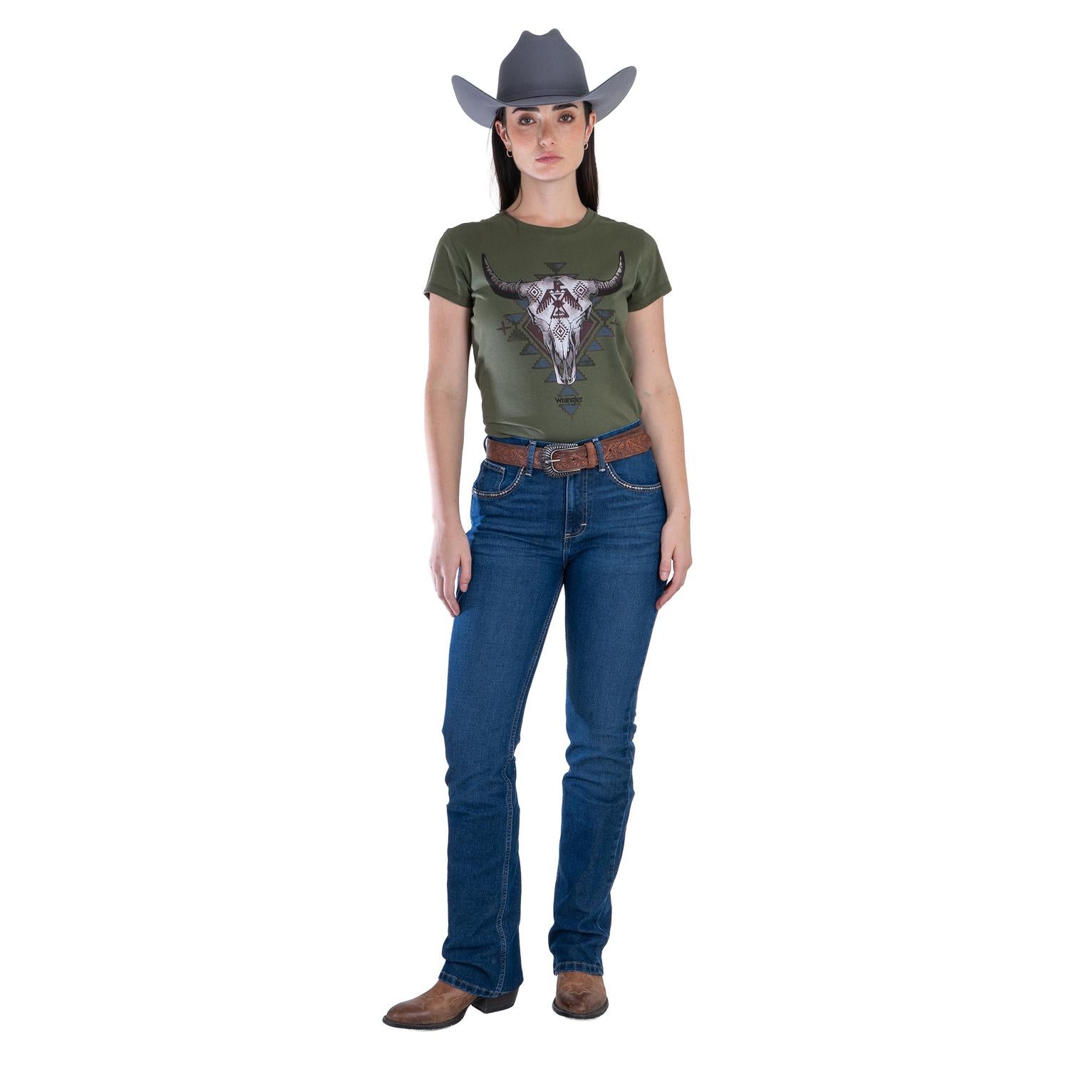 Pantalón Wrangler Mujer High Rise Corte Bota S167 frente