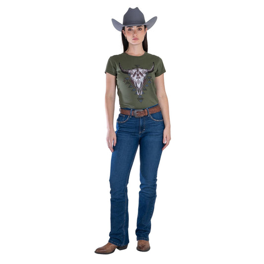 Pantalón Wrangler Mujer High Rise Corte Bota S167 frente
