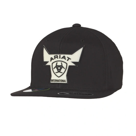 Gorra Ariat Negra Logo De Toro Blanco