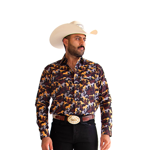 Camisa Vaquera Denver Horses Camouflage CHH169