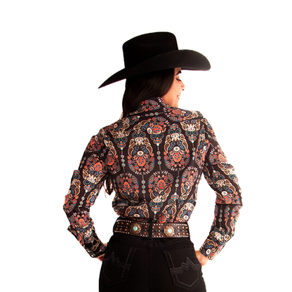 Camisa Vaquera Dama Paisley Black CM121