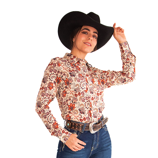 Camisa Vaquera Dama Amoeba Flowers CM122