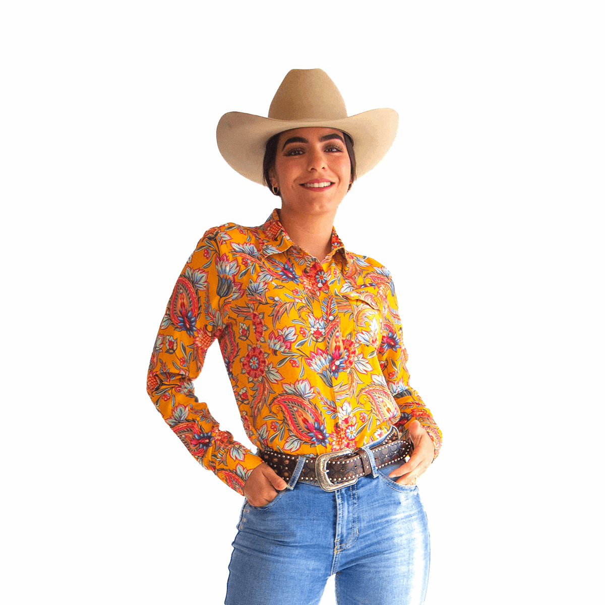 Camisa Vaquera Flores Amarillo CM126