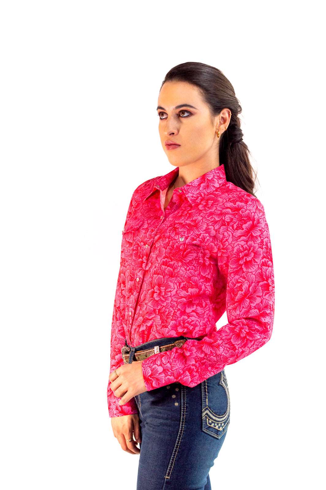 Camisa Vaquera Premium Flores Fiusha CM112