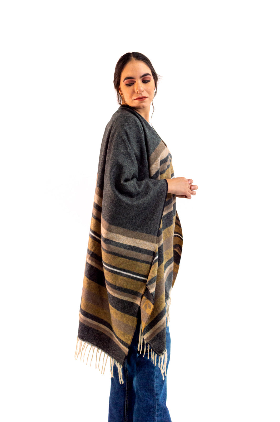 Poncho Icy Denver Gray Rayas