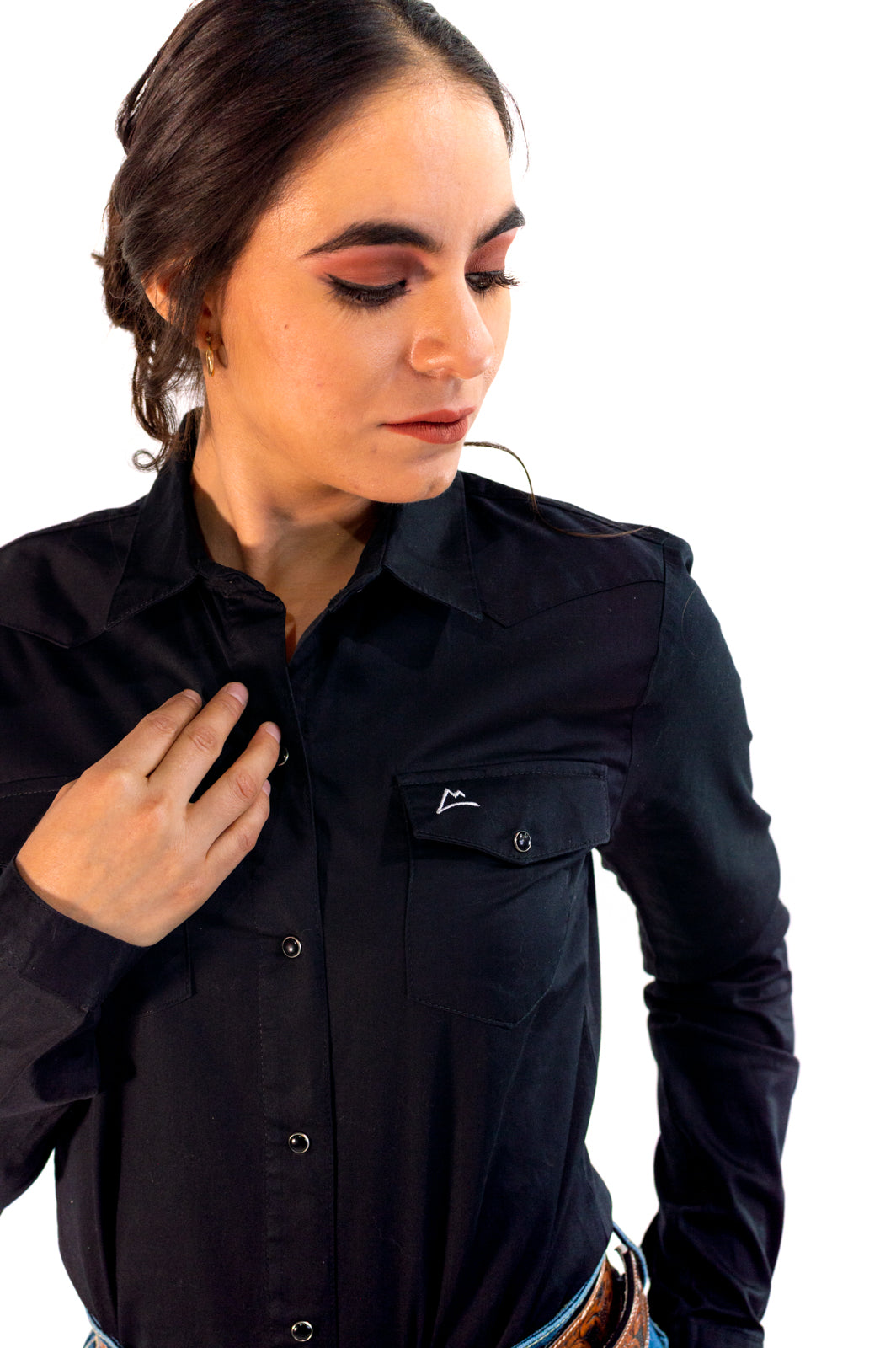 Camisa Vaquera Dama Negra CM059