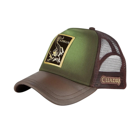 Gorra en piel genuina con diseño de caimán