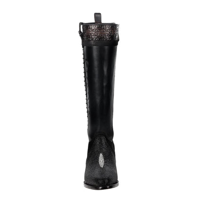 Bota casual en piel genuina de mantarraya para dama
