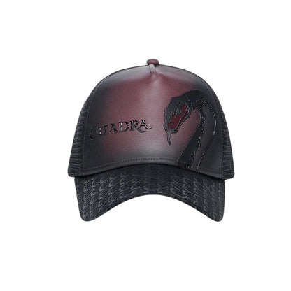 Gorra en piel genuina con diseño de pitón