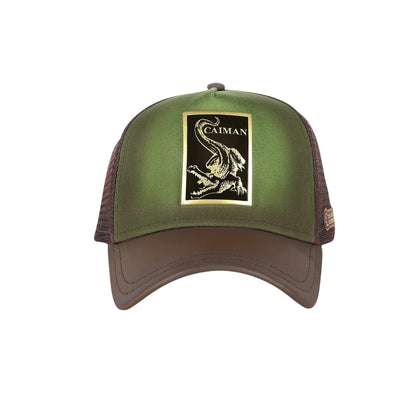 Gorra en piel genuina con diseño de caimán
