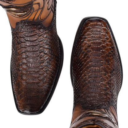 Bota tradicional en piel genuina de pitón para caballero