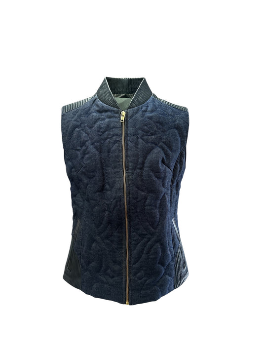 Chaleco dama Old West piel con mezclilla