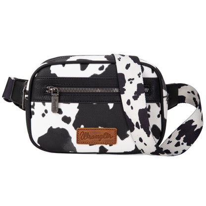 Bolsa Cangurera Wrangler Cow Print Negra WG133-194BK