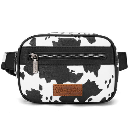 Bolsa Cangurera Wrangler Cow Print Negra detalle