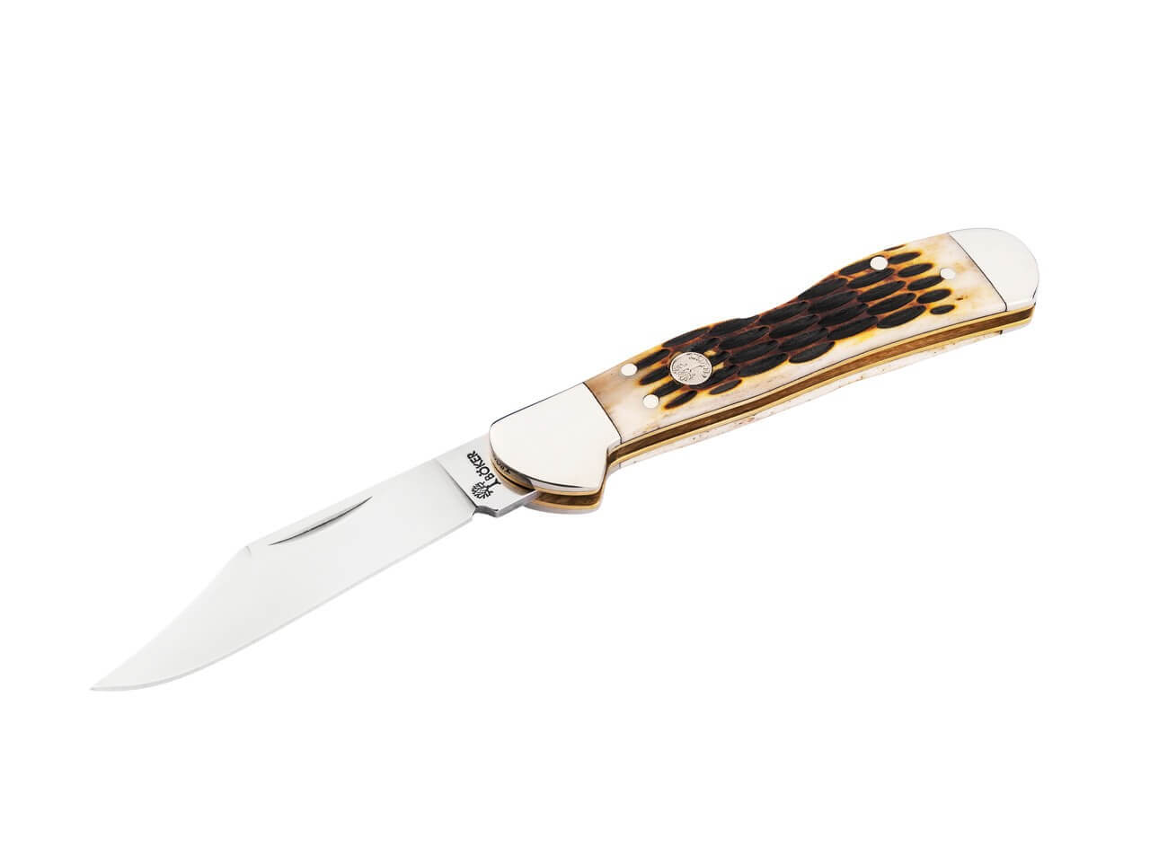 Navaja Boker Treebrand Copperhead Backlock Amber Jigged Bone