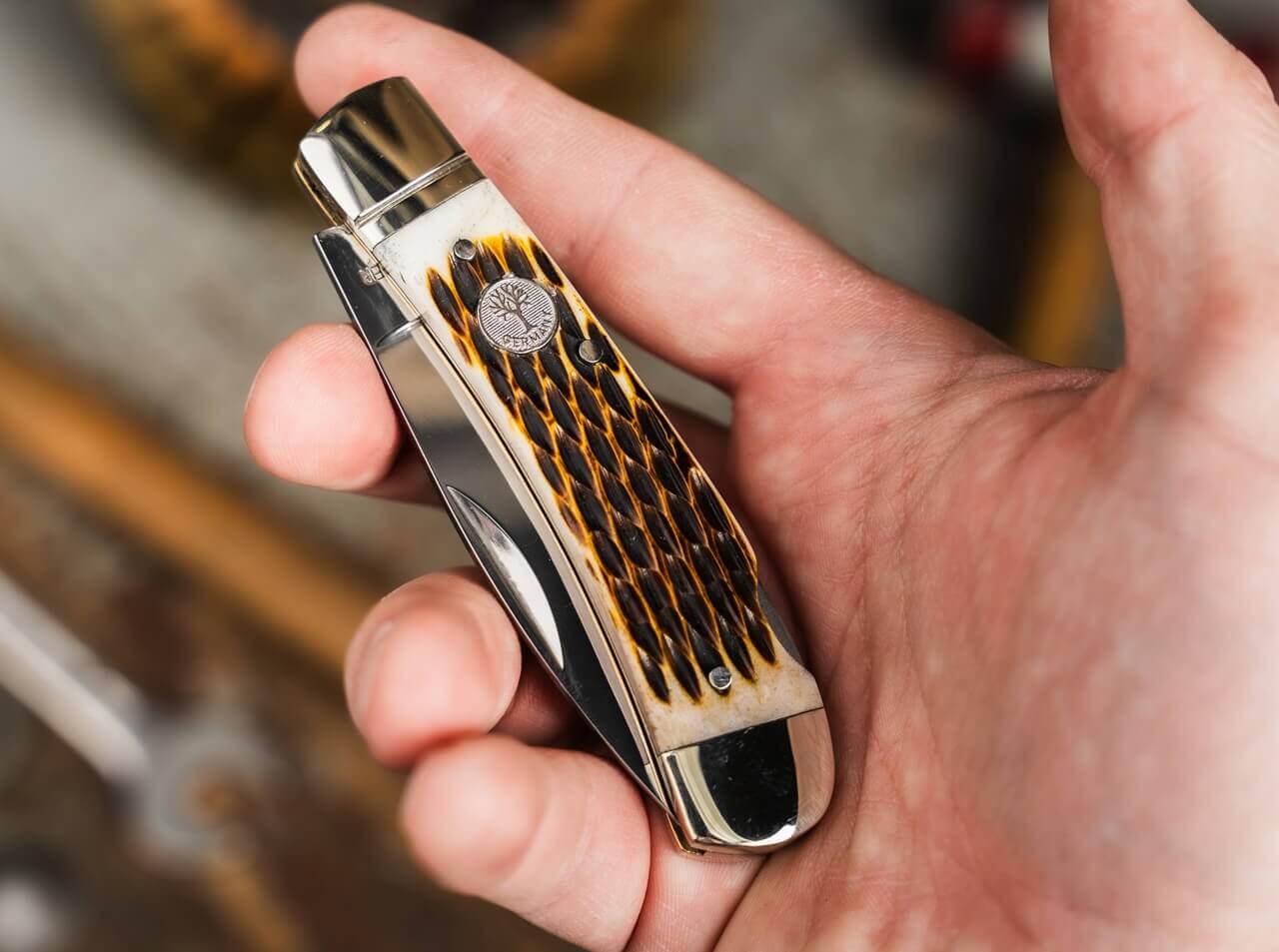 Navaja Boker Treebrand Lockback Amber Jigged Bone