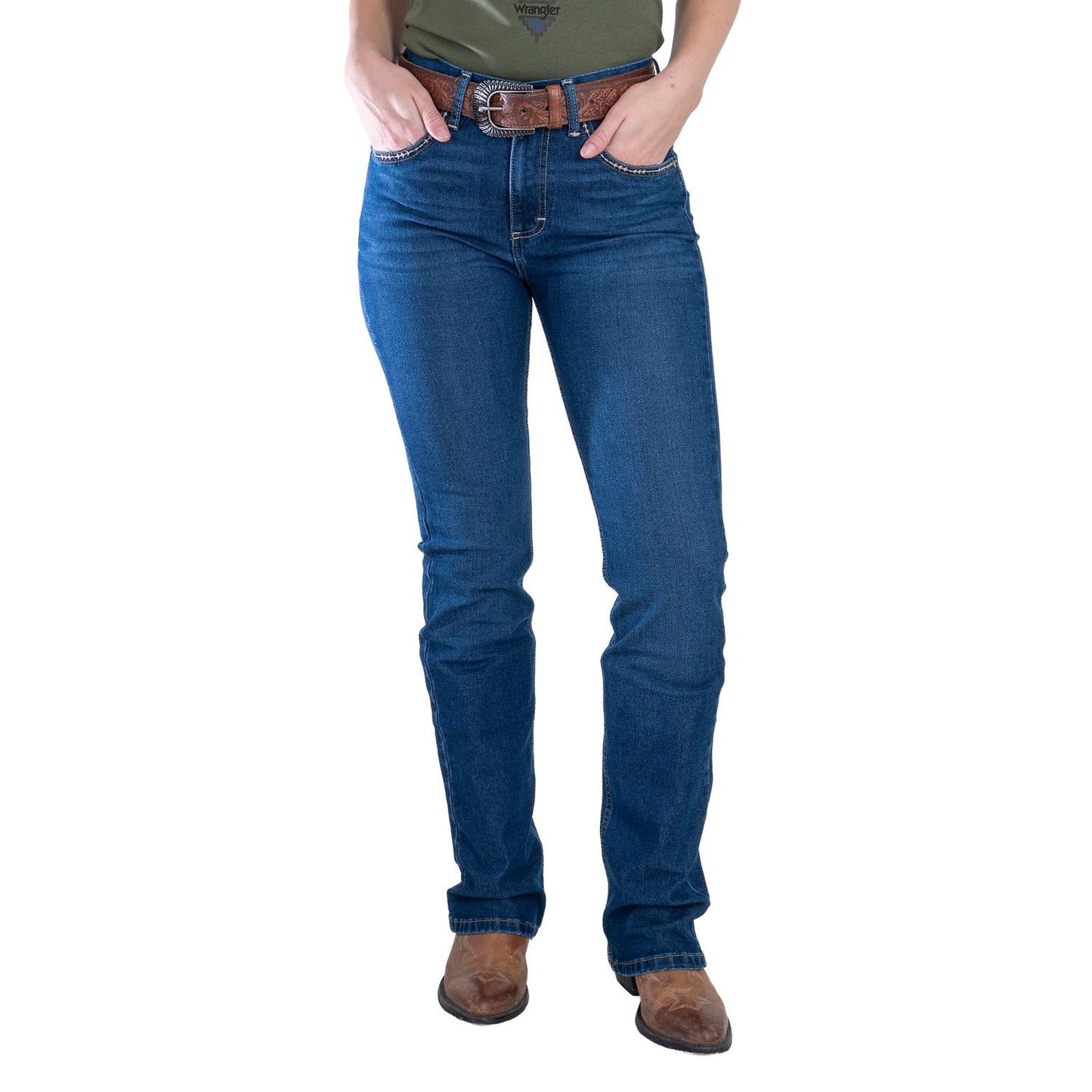 Wrangler Mujer High Rise Corte Bota S167 vista trasera