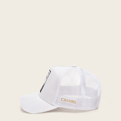 Gorra Cuadra con Parche de Avestruz